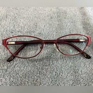 Lu Lu Guinness Burgundy Red Metal Eyeglass Frames